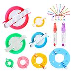Pompom Maker Kits, Pom pom Knitting Loom Kit Fluff Ball Weaver Needle Craft DIY Knitting Crochet Craft Tool Kit, 8PS Pompom Maker+10PS Knitting Markers+10PS Needles+2PS Scissors (30)