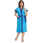 Poorak bathrobes terry cotton free size bathrobe for women, bathsuit fit up to 42 inches chest size ladies - Navy Belt Ferozi bathrobe