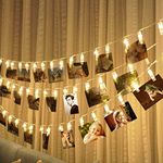 Leeko 40 LED Photo Clip String Lights, Twinkle Lights with Battery Operated with Remote, 8 Light Modes Timer, Wedding Party Home Decor Lights for Hanging Photos Pictures Cards Artwork (Warm White)