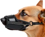 New Dog Muzzle for Small Dogs or Medium, to Prevent Biting, Soft Material with Reflective & Adjustable Strap, Breathable Mouth Guard for Biting Chewing Grooming, Allow Panting Drinking (Black, L Size)