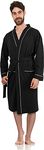 NY Threads Luxurious Men's Knit Robe Cotton Blend Dressing Gown, XX-Large, Black