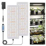 Garpsen Grow Lights for Indoor Plants, 276 LEDs Full Spectrum Plant Light with Auto Timer 6/12/16H, 3 Color Modes & 5 Dimmable Levels, 24W UL Adapter Growing Lamp Panel for Plants Seedling(2Panels)