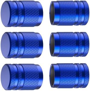 Tire Valve Stem Caps - (6 pcs), Tire Caps, Tire Valve Caps,Metal Valve Stem Caps, Valve Stem Cap,Universal Fit for Car/Motorcycles/Bikes/Trucks, Anti-Corrosion (Blue)