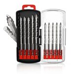 XZH 10Pcs Masonry Drill Bit Set (3/16" to 1/2")–Hex Shank Set with Storage Case. Ideal for Concrete, Tile, Brick, Glass, Ceramic, Wood & Plastic, Sharp Carbide Drill Bits for Fast, Precise Drilling