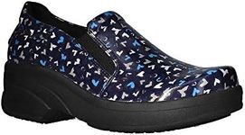 Easy Works Women's Appreciate Health Care Professional Shoe, Navy-heart-patent, 8 Wide