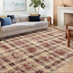 GarveeHome Washable Area Rugs 4x6 Rug Modern Plaid Area Rug for Bedroom Non Slip Entryway Rug Ultra Soft Living Room Rugs Tartan Non Shedding Stain Resistant Carpet for Nursery Office Red 4'x6'