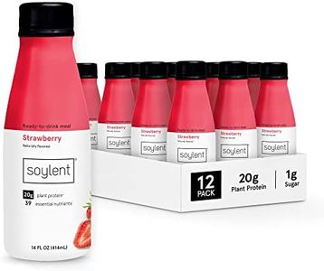 Soylent Strawberry Meal Replacement Shake, Ready-to-Drink Plant Based Protein Drink, Contains 20g Complete Vegan Protein and 1g Sugar, 14oz, 12 Pack