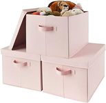 GRANNY SAYS Storage Bins Fabric, Large Storage Bins with Lids, Collapsible Storage Box Closet Shelf, Decorative Storage Baskets for Organizing Bedroom Dorm Nursery, Pink, 3-Pack