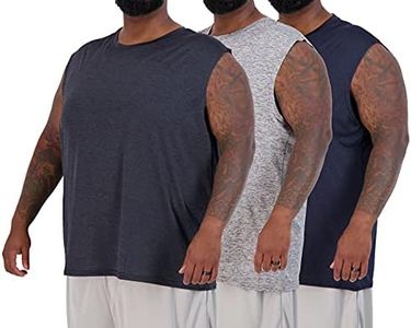Real Essentials Men's Big and Tall Active Dry Fit Tank Top Wicking Active Athletic Gym Top Clothes Lounge Sleep Running Sleeveless Workout Tee Muscle Workout Running, Set 2, 3XLT, Pack of 3