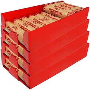 Nadex 4 Pack Aluminium Penny Coin Tray - Stackable Single Compartment Coin Sorting and Storage Tray - Holds 4000 Pennies - 80 Coin Rolls