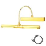 LUXSWAY Wireless Picture Lights for Paintings,Recgargeable Battery Art Display Light with Remote Control,Dimmable and Timer Off Dart Board Light with Aluminum Finish,Upgrade 12 Color Changing-Gold