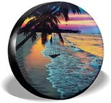 Coconut Beach Sunset Hammock Spare Tire Cover Waterproof UV Sun Wheel Covers Fit for Jeep,Trailer, RV, SUV 15 Inch