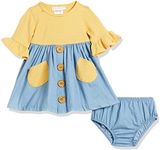 Bonnie Jean baby-girls Knit to Woven Empire DressCasual Dress, Mustard, 12 Months