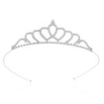 Wanna Party Exquisite Light Weight Princess Silver Metal Crystal Hair Tiara for Birthday Crown for girls/Birthday Tiara-1 Pc