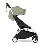 BABYZEN YOYO2 Stroller (White Frame with Olive 6+ Colour Pack) - Includes Harness, Backrest, Hood Extensions, Shoulder Strap, Storage Bag, Seat Cushion & Matching Hood