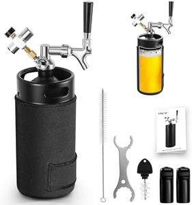 Dbgogo 128 OZ Mini Keg Growler Beer Tap System with Keg Sleeve, 0-60 PSI Keg CO2 Regulator Stainless Core Draft Beer Faucet Self-Closing Spring Brew Hose Kegerator Craft Carbonation Dispenser