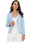 Allegra K Women's Open Front Office Work Business Crop Suit Blazer Jacket, Sky Blue-solid, X-Small