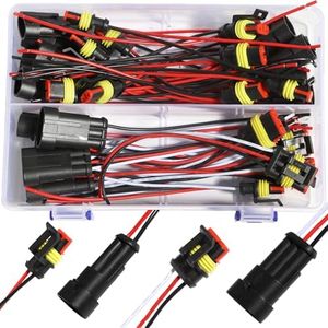 shengbowi 2/3Pin 15Kits Harness Connector 16-20AWG Waterproof Wire Quick Disconnect Series Automotive Way Car Electrical Marine Truck Boat Motorcycle Male Female Connections Plug