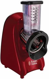 Russell Hobbs Electric Vegetable Cutter [Schnitzel with 3 Graters: Coarse & Fine, Slices] Desire Red (BPA Free & Dishwasher Safe, Grater & Rasp) Chopper & Kitchen Grater 22280-56