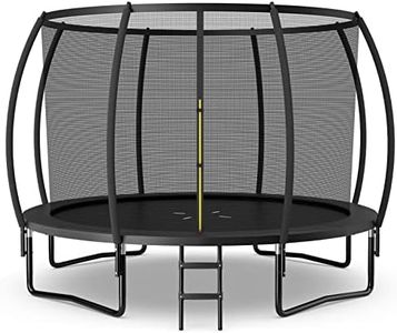 Giantex 8FT Trampoline with Enclosure, ASTM Approved Outdoor Large Trampoline with Ladder, Rustproof Galvanized Steel Frame, Recreational Trampolines for Kids and Adults, Black