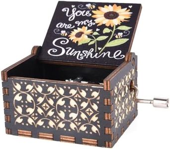 UNIQLED You are My Sunshine Wood Music Boxes, Laser Engraved Vintage Wooden Sunshine Hand Crank Musical Box Gifts for Birthday/Christmas/Valentine's Day/Mothers Day/Anniversary