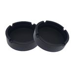 SOQKEEN Silicone Ashtrays 2 Pack Nonstick Cool Portable Ashtray for Outside Heat Resistant Won't Break Silicone Round Rubber Ash Tray Set for Home Office Restaurant or Outdoor (2 Black)