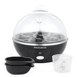 Progress EK2783P Electric Egg Boiler – Egg Cooker/Poacher/Steamer, for Soft, Medium or Hard-Boiled Eggs, Energy Efficient, Rack Holds Up to 6 Eggs, Includes Poaching Trays, Auto Shut Off, 430W