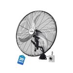 HAVAI 20" BLDC High-Speed Wall-Mount Fan ? 3-Blade Design, Energy Efficient (20W-120W), 700-1400 RPM, 11,000 M?/Hr Airflow, 45-Foot Air Throw, 4-Speed Control, 2-Year Warranty, Black