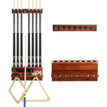 EXTCCT Billiards Pool Cue Rack- Pool Stick Holder Hardwood Pool Cue Set Holder for 8 Cues Sticks Storage Pool Table Accessories Equipment Organizer