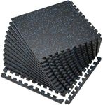 SUPERJARE 0.56“ Thick Exercise Equipment Mats, 48 Sq Ft EVA Foam Mats with Rubber Top, Interlocking Rubber Floor Tiles for Home Gym and Fitness Room, Protective Flooring Mat, Black/ Blue