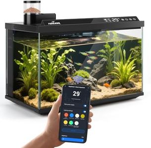 Nobleza 30L Smart Aquarium Fish Tank Starter Kit, App Control, 11 Colour Modes Plant-Safe LED, Music Light Rhythm, 4-Stage Filtration, Automatic Feeder, One-Tap Drain, Ultra-Clear White Glass Tank