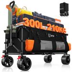 BTTN 300L Large Folding Festival Trolley on Wheels, 210kg Capacity Garden Cart with 18x10 cm Big All-Terrain Extra Wide Wheels, Portable Utility Storage Wagon for Shopping Camping Beach Garden, Black