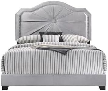 ACME Furniture 26410Q Frankie Queen Bed, Gray Velvet