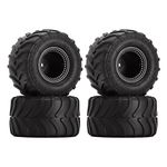 INJORA RC Monster Truck Wheel Rim Tires Set Black Tires for 1/24 RC Crawler Car Axial SCX24 Bronco Gladiator C10 JLU Deadbolt B17 FMS FCX24 and TRX4MT,70 * 38mm,MT1012