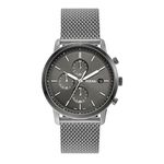 Fossil Minimalist Men's Watch with Leather or Stainless Steel Band, Chronograph or Analog Watch Display with Slim Case Design, Silver Mesh Chrono, Minimalist