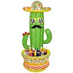 Triumpeek 55" Inflatable Cactus Cooler, Fiesta Inflatable Cactus Ice Bucket Wearing A Sombrero for Summer Swimming Pool Hawaiian Themed Party Supplies, Cinco de Mayo Inflatable Party Cooler Decor