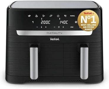 Tefal Easy Fry Dual Zone Digital Air Fryer, 2 Drawers, 8.3L, 8in1, Air Fry, Extra Crisp, Roast, Bake, Reheat, Dehydrate, 6 Portions, Non-Stick, Dishwasher Safe Baskets, Black & Metal EY901840