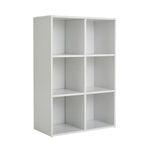 Home Source Storage Cube 6 Shelf Bookcase Wooden Display Unit, White, 90cm