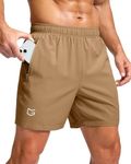 G Gradual Men's Athletic Running Shorts with Zipper Pockets Quick Dry 7"/ 5"/ 9" Workout Gym Shorts for Basketball Hiking(Dark Khaki,5XL)