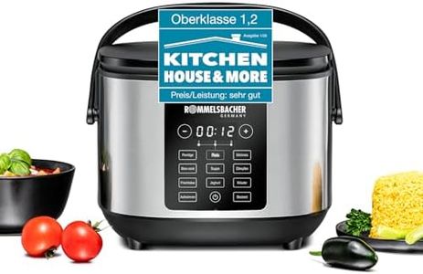 ROMMELSBACHER Multi Reiskocher MRK 650, 12 Programme, 24 Stunden Startzeitvorwahl, 3-D Heiztechnologie, energiesparend, keramische Beschichtung, PFAS-frei, 2 Liter Nutzvolumen, für 10 Portionen Reis
