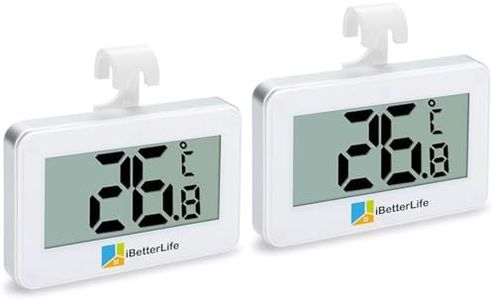 iBetterLife Refrigerator Thermometer 2 Pack - Waterproof Digital Fridge Freeze Room Indoor Outdoor Temperature Monitor with Hook, Big LCD Display Easy to Read, Min/Max Record for Home, Restaurants