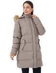 WenVen Women's Winter Thicken Jacket with Removable Faux Fur Trim Hood(Khaki,M)