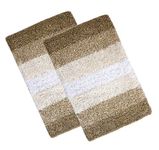 THE HOME TALK Cotton Stripes Bathmats | Water Absorbent Runners | Floor Mats/Rugs for Kitchen, Bathroom | Ultra Soft Mats | Non-Slip | Pack of 2 | 35 x 50 cm | Beige