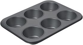 Chicago Metallic Professional Non-Stick 6-Cup Giant Muffin Tin, 35.5 x 27 x 4.5 cm (14" x 10.5" x 2"), Grey