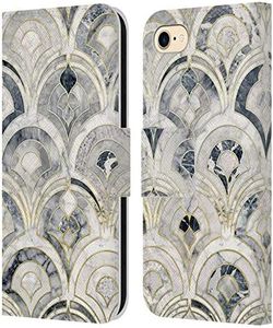 Head Case Designs Officially Licensed Micklyn Le Feuvre Monochrome Art Deco Tiles Marble Patterns Leather Book Wallet Case Cover Compatible with Apple iPhone 7/8 / SE 2020 & 2022