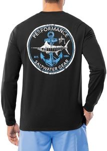 Guy Harvey Men's Billfish Collection Long Sleeve T-Shirt, Caviar/Saltwater Core, X-Large