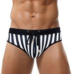 AIEOE Mens Swim Briefs Low Waist Swimming Briefs Classic Swim Trunks Sexy Swimwear Briefs Surfing Briefs Board Shorts Swimsuit Briefs with Removable Pad,XL