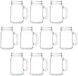 DISCOUNT PROMOS 10 Libbey Mason Jars with Handles Set, 16 oz. - Traditional style, High standard - Clear