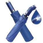 COSTAR Automatic Umbrella with Light Design Foldable - 3 Fold UV Protection UPF50 Umbrella with Travel Cover for Women Men (Blue/One Single Set)
