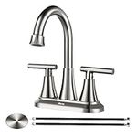 4 Inch Bathroom Faucets for Sink 2-3 Hole, Faucet for Bathroom Sink with Pop-up Drain & Supply Hoses, 2-Handle 360 Swivel Spout Stainless Steel Lead-Free, Centerset Faucet for Bathroom Vanity Lavatory